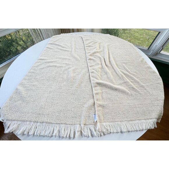 Vintage 70s bath towels, pink floral arabesques beige, fringed, for the pair - Picture 5 of 9